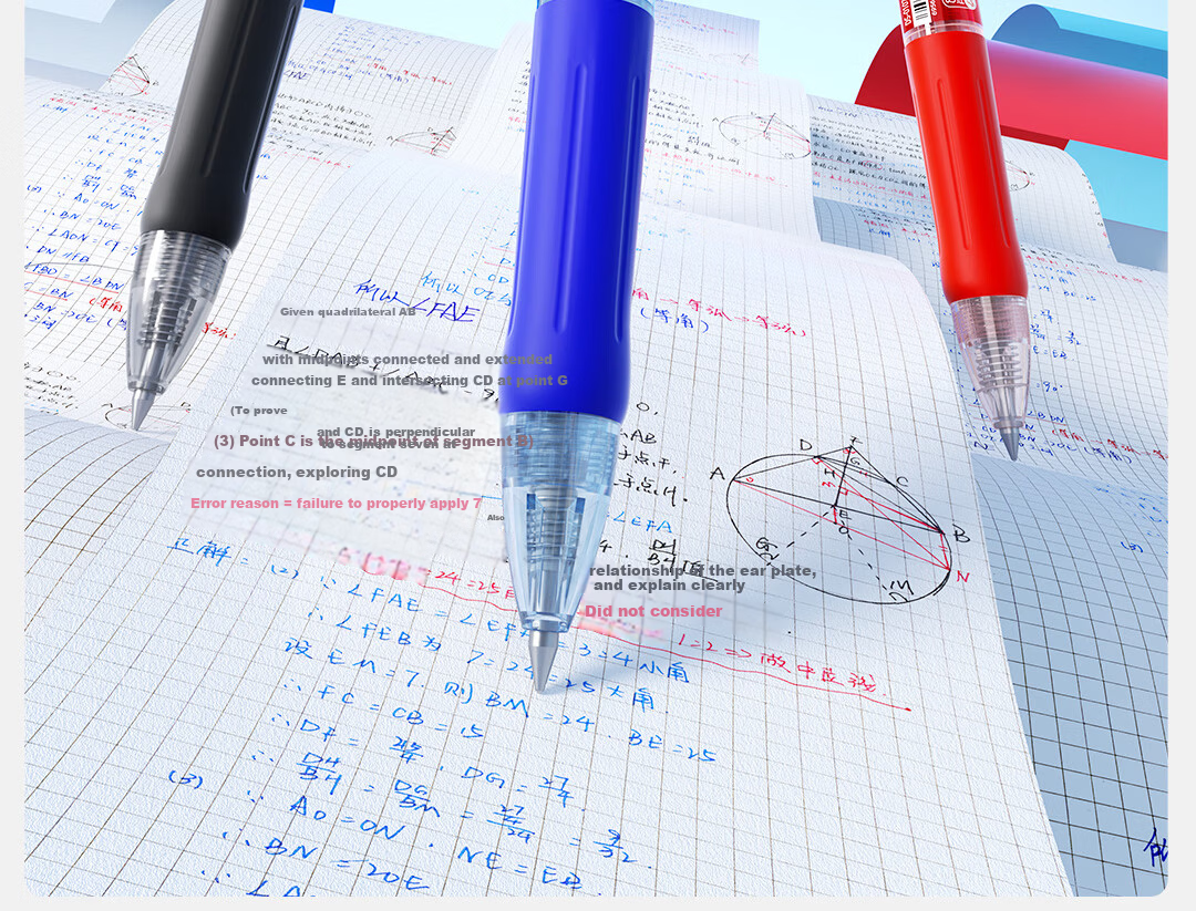 Dianshi Smooth Quick-Dry Retractable Gel Pen Silent Click 0.5mm Red Barrel 12-Pack for Students and Teachers Office Signature Pen 0107 Large Capacity 5