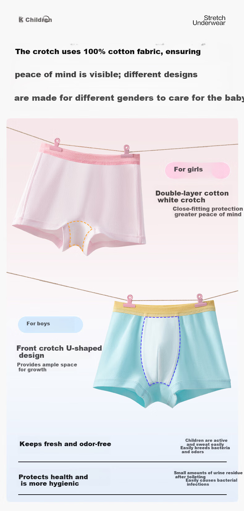 PurCotton Kids 7A Antibacterial Stretch Underwear 3-Pack 13