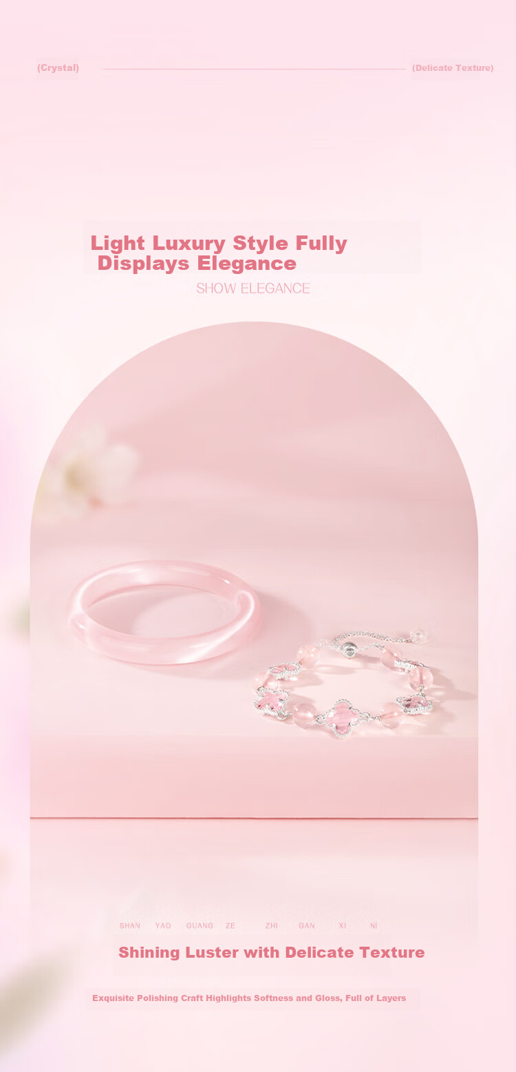 Jinliufu Lucky Four-Leaf Clover Crystal Bracelet Women's Bangle Chinese National Trend Cat's Eye Glass Set Birthday Gift for Girlfriend 6