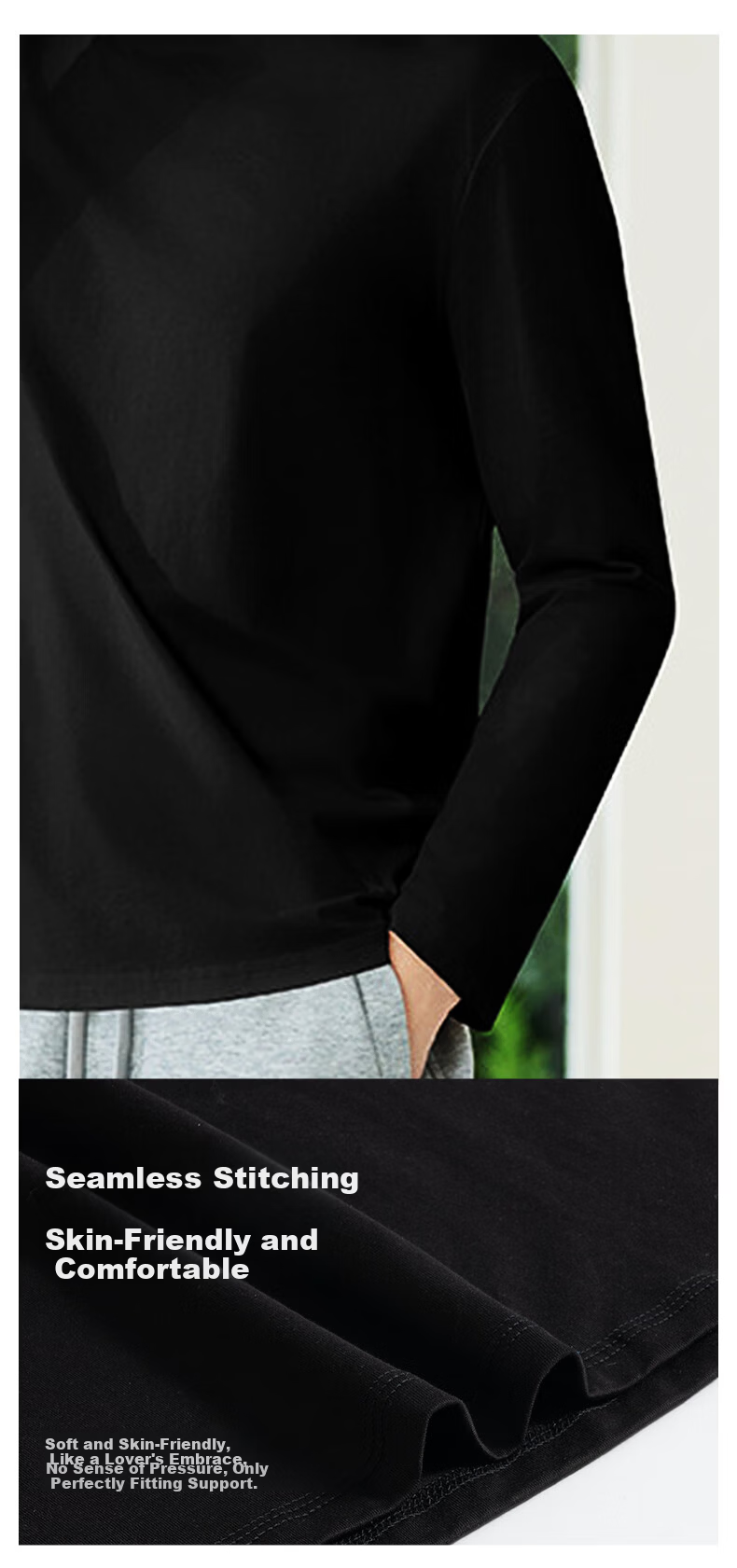 MiiOW Autumn Pure Cotton Long Sleeve T-Shirt Men Spring and Autumn Solid Color Crew Neck Loose Casual Base Shirt 7