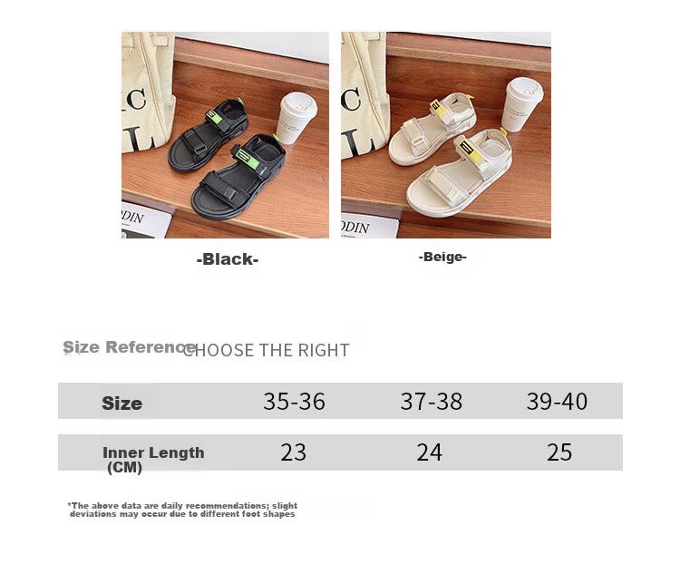 FOOTOPPO Magic Tape Roman Sandals Women Outdoor Flat Summer Comfortable Soft Sole Sports Casual Slippers 7