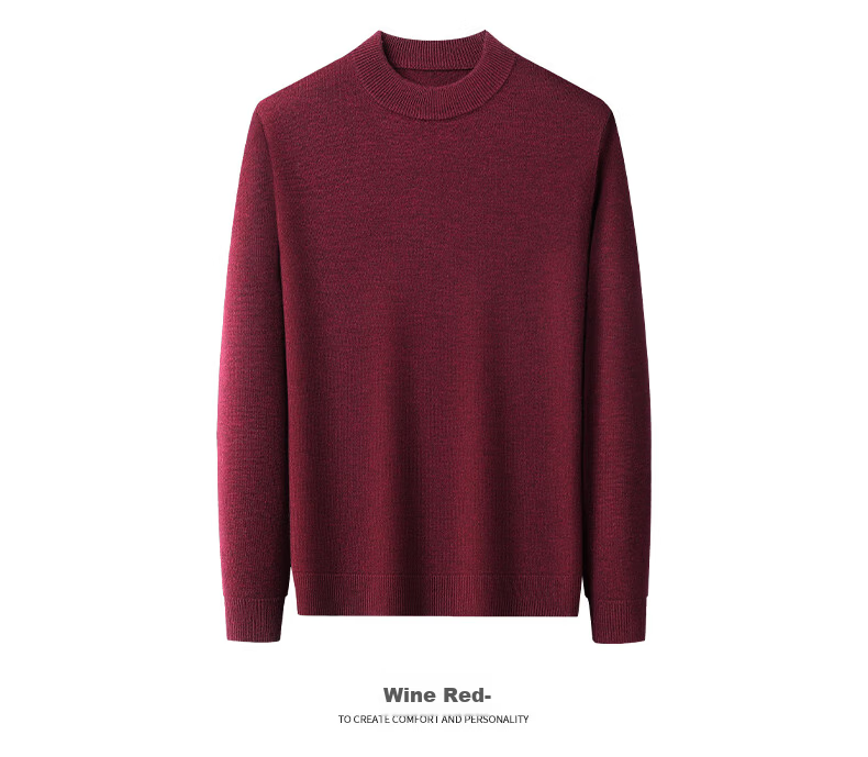 Hengyuanxiang Men's Thickened 100% Pure Wool Sweater Autumn Winter Mid-High Collar Warm Knitwear 3