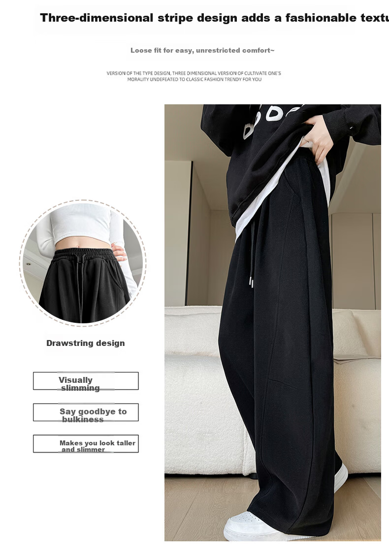 FitonTon Women's Casual Pants Curved Blade Sports Pants Spring Autumn New Slim High Waist Wide Leg Banana Pants 6