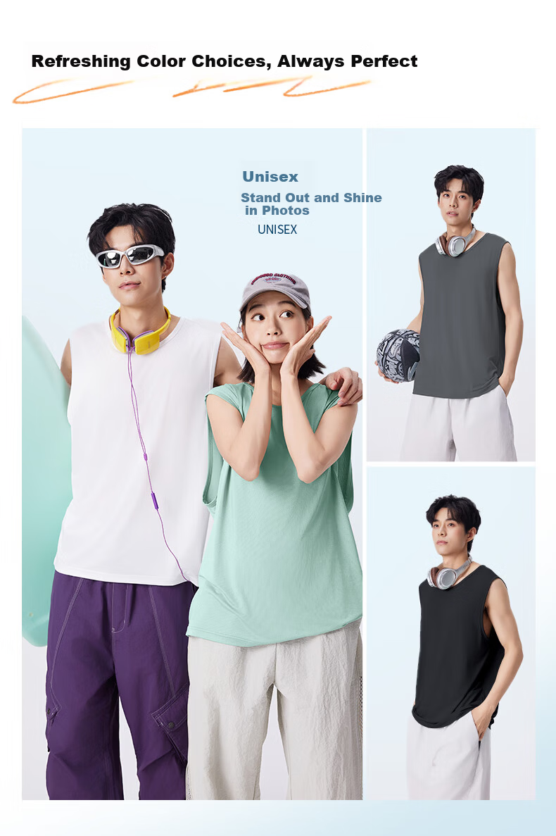JEANSWEST LIFE Men's Summer Quick-Dry Vest Ice Silk Breathable Sweat-Absorbing Sleeveless T-Shirt Casual Sports Tank Top A 3