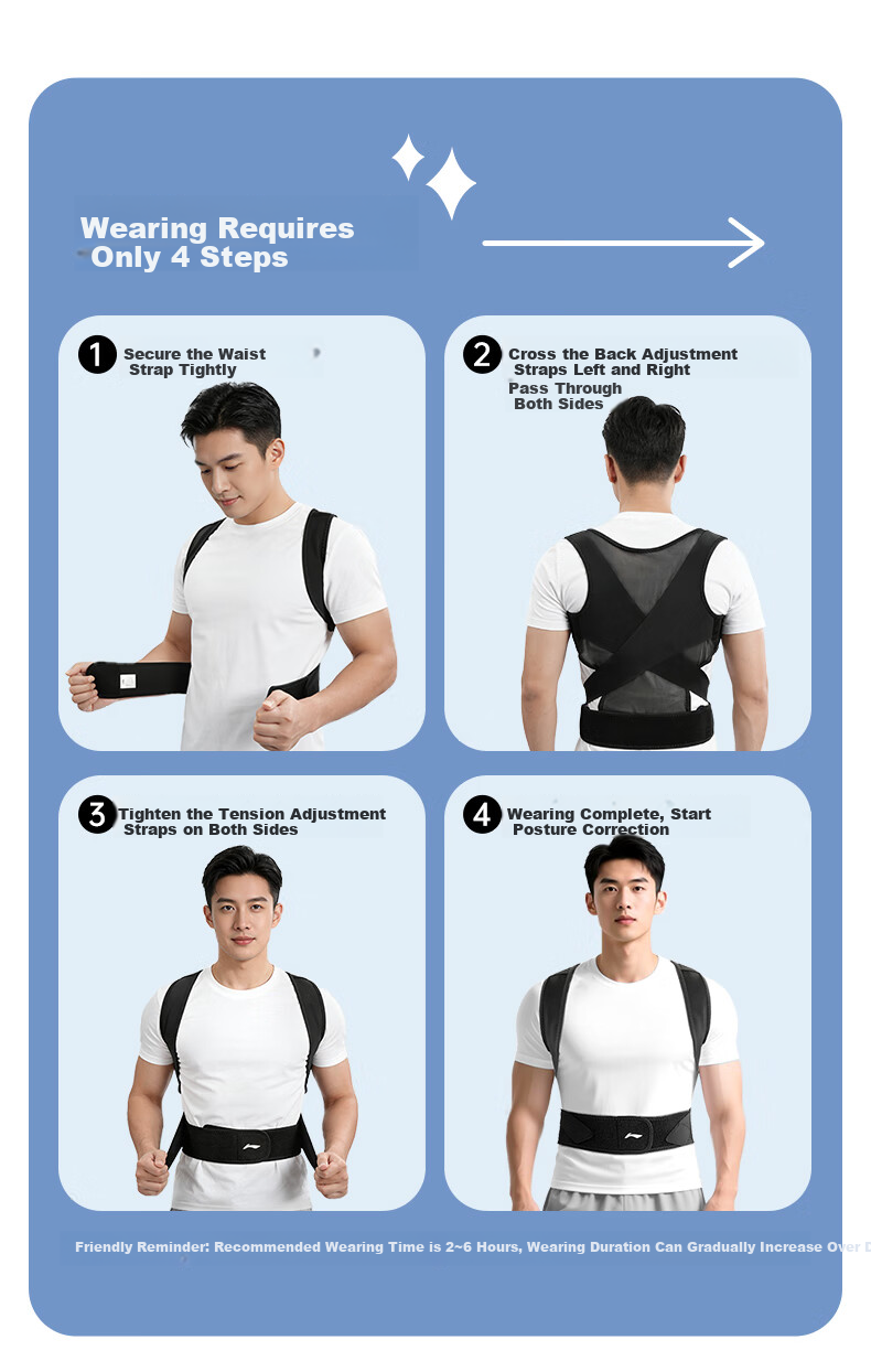 LI-NING Adult Hunchback Corrector Shoulder Posture Brace Unisex Back Posture Support Spine Scoliosis Correction Device 10