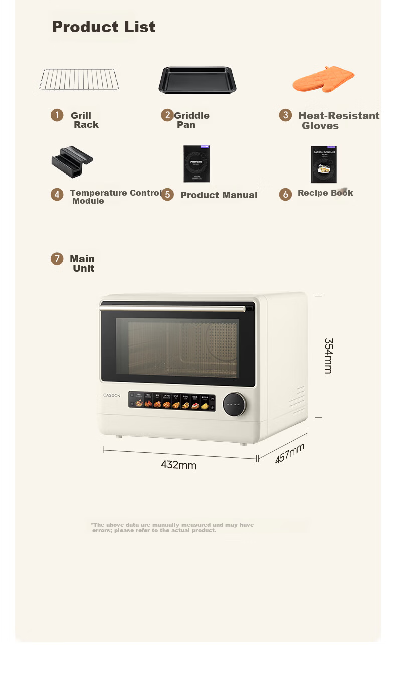CASDON B7pro 5-in-1 Microwave Oven Steam Roast Bake Fry Stew Countertop 25L Capacity Hurricane Oven Recommended by Yang Mi 30