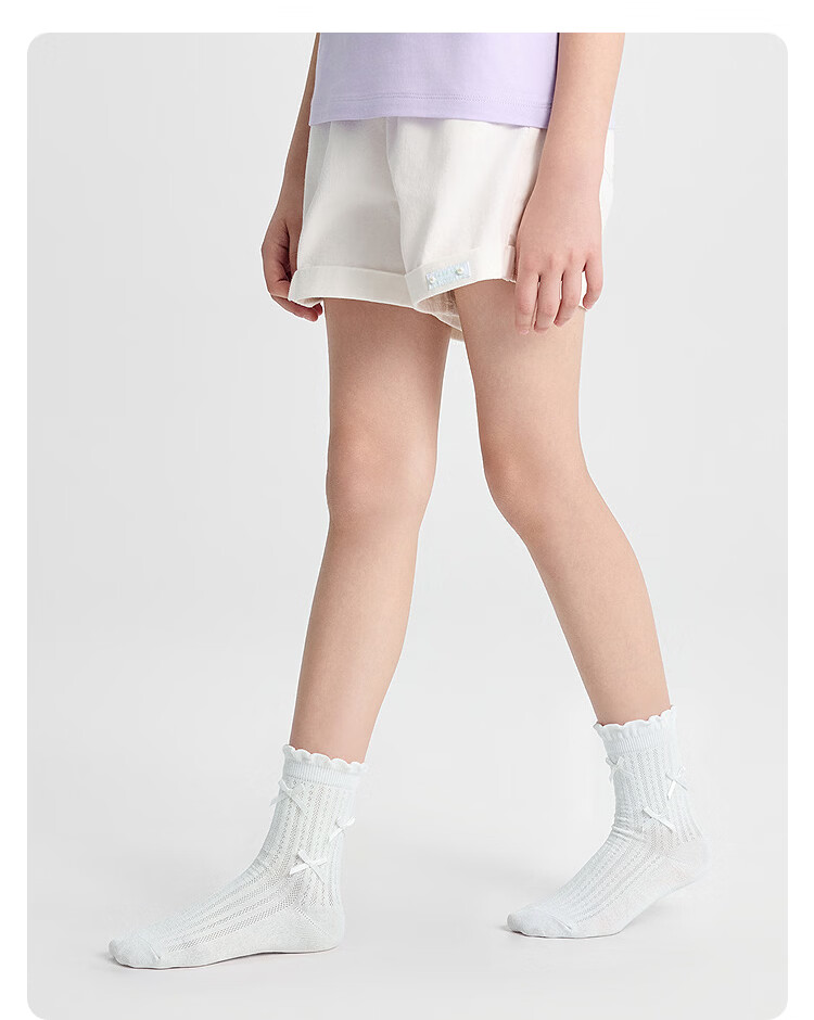 Balabala Kids Summer Mesh Socks Breathable Thin Girls Short Socks Sweet Bow Cotton Stretch 3 Pairs Set 19