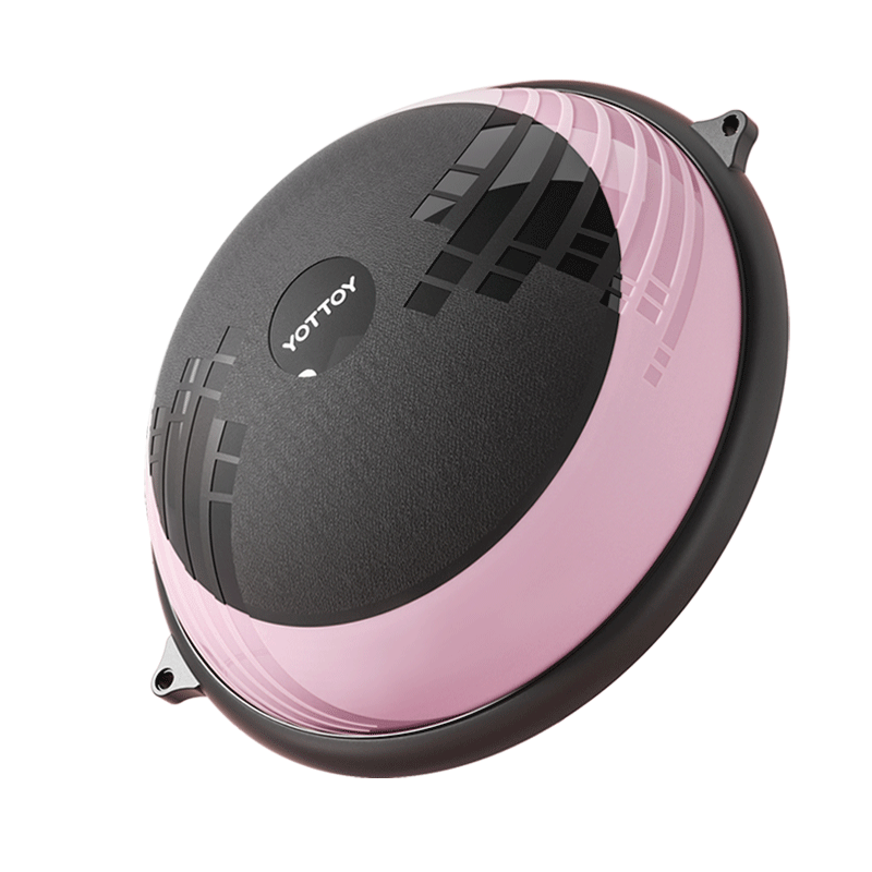 Yottoy Thickened Anti-Burst Yoga Fitness Ball, Half-Sphere Balance Ball for Men And Women, Pilates Foot-Standing Half-Ball - Black And Pink
