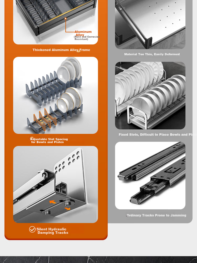 Sijimuge Pull-Out Double-Layer Aluminum Alloy Deepened and Heightened Kitchen Cabinet Drawer Basket Spice Rack 3