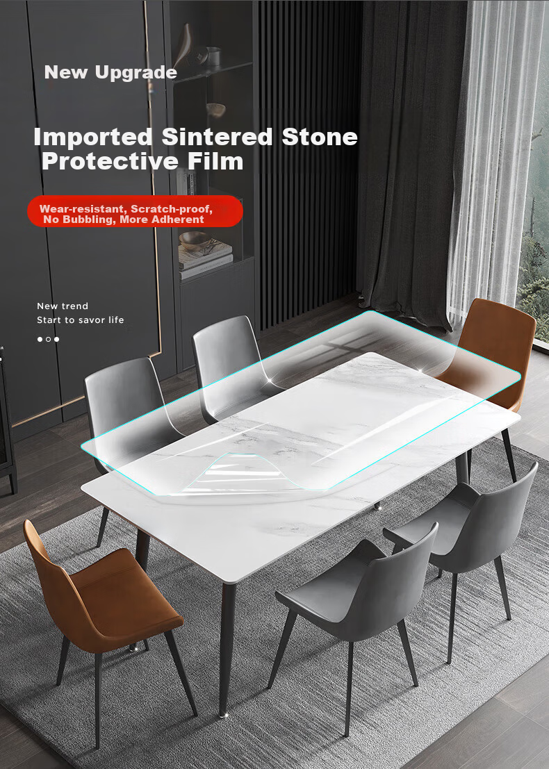 Xiruo Rock Slab Dining Table Protective Film, Heat-Resistant, High-Temperature Resistant, Coffee Table Marble Countertop Furniture Film, Desk Surface Protection Film 2