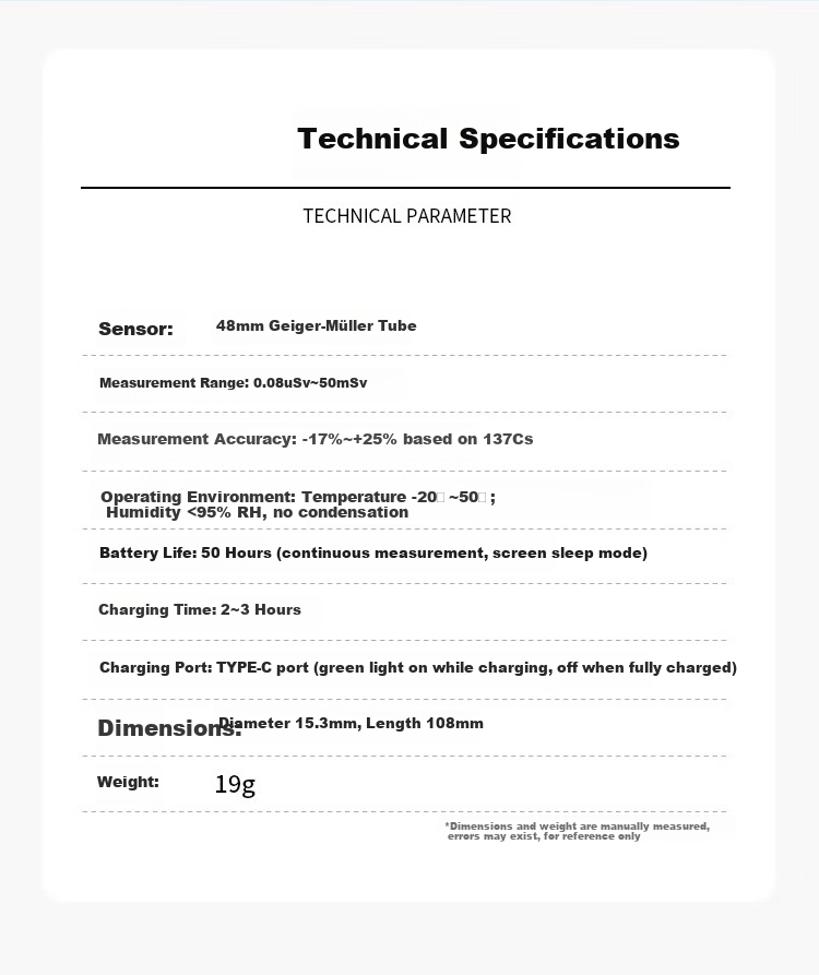 Aikesi Nuclear Radiation Detector, Beta Gamma X-Ray Marble X-Ray CT Personal Radiation Dosimeter Alarm, Geiger Counter 12