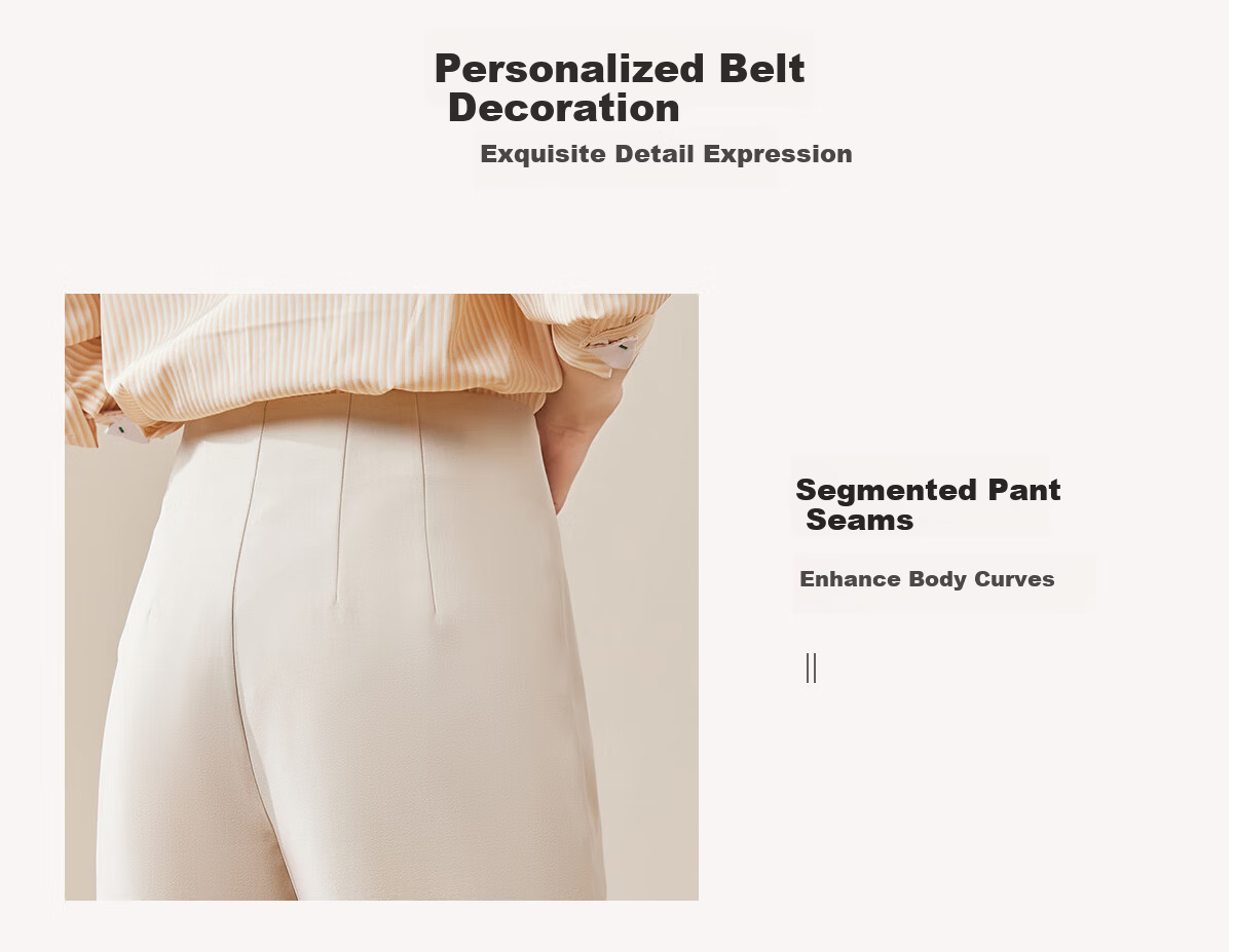 Chushen Spring Autumn Women's Casual Pants with Designer Belt High Waist Straight Slim Fit Cropped Harem Pants S13KK2517 4