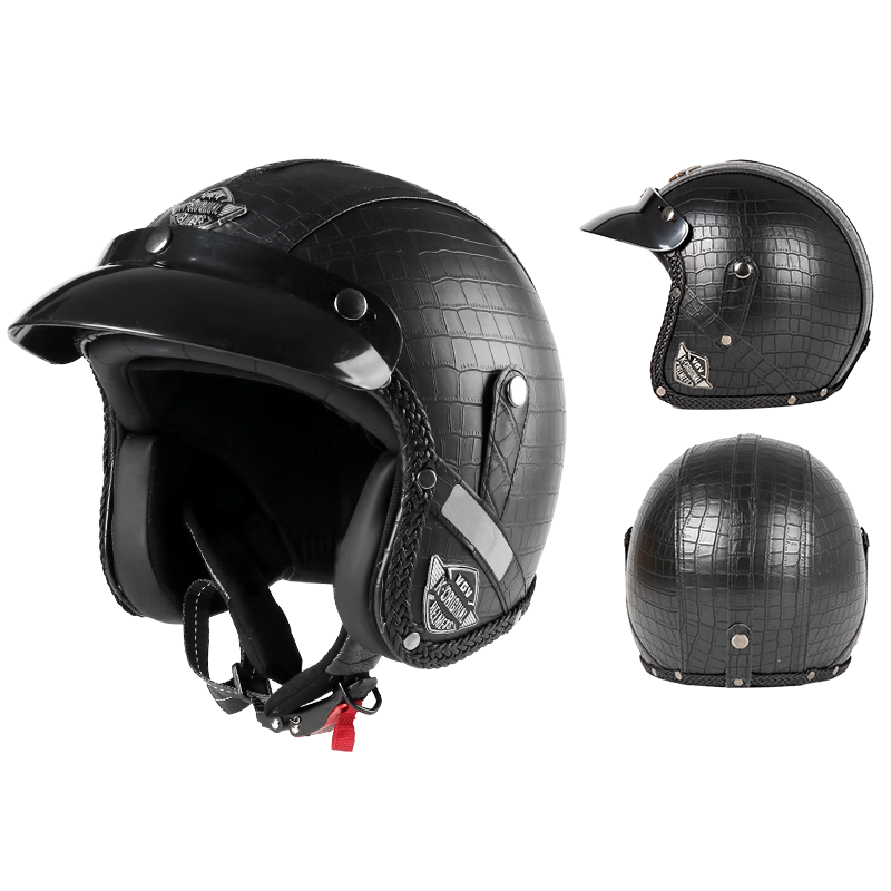 VGV 3C Certified Motorcycle Helmet, Summer Electric Bike Half Helmet, Retro Three-Quarter Helmet, Black And Gray, XL