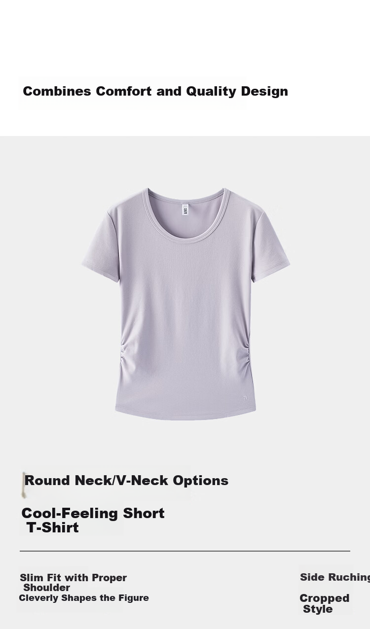 Semir Chen Duling Women's Short Sleeve T-Shirt Summer 2026 Crop Top Round Neck Slim Fit V-Neck Inner Wear 109326100003 15