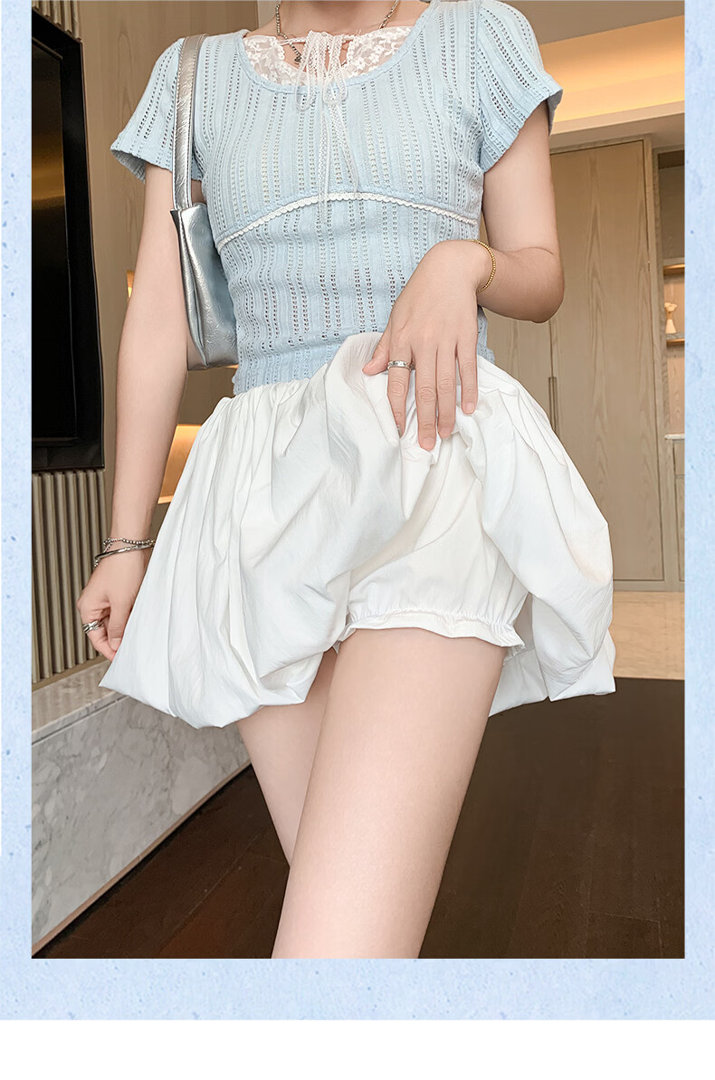 Langsha Bud Short Skirt Women's Spring Summer Sweet Slim A-Line Anti-Exposure Puff Cake Lantern Skirt 1