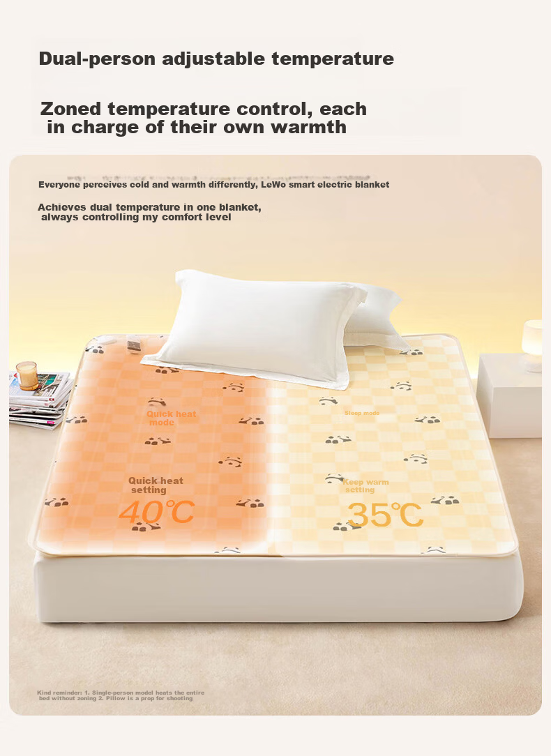 LOVO Luolai Microcomputer Dual Temperature Dual Control Mite Removal Electric Blanket Safety Temperature Control Electric Quilt 160*140 Pink 6
