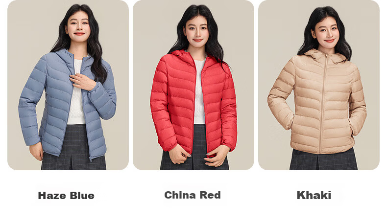 YAYA Lightweight Women's Down Jacket Warm Fashion Slim Short Duck Down Autumn Winter Hooded Lightweight Coat 8