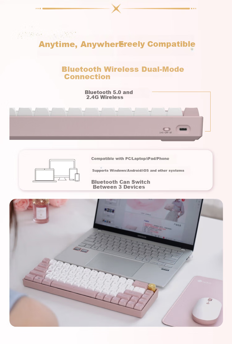 ASUS A-Dou Aromatic Mechanical Keyboard Bluetooth Wireless Dual-Mode Gaming Keyboard Aluminum Alloy Body PBT Dye-Sub Keycaps Multifunctional Aroma Knob Jasmine Green 7