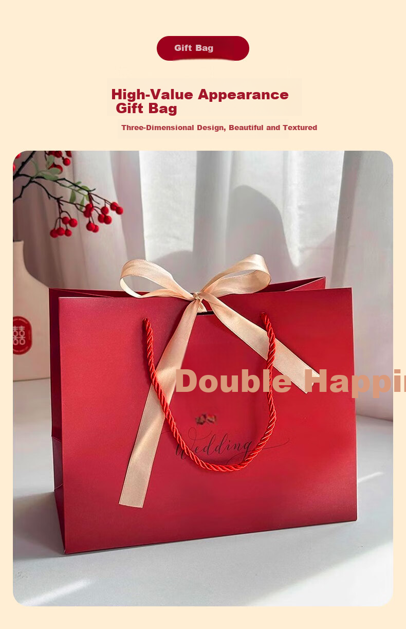 40,000 Kilometers Wedding Engagement Gift Tote Bag Dowry Red Storage Organizer Wedding Celebration Bag Bridal Gift Candy Bag 2