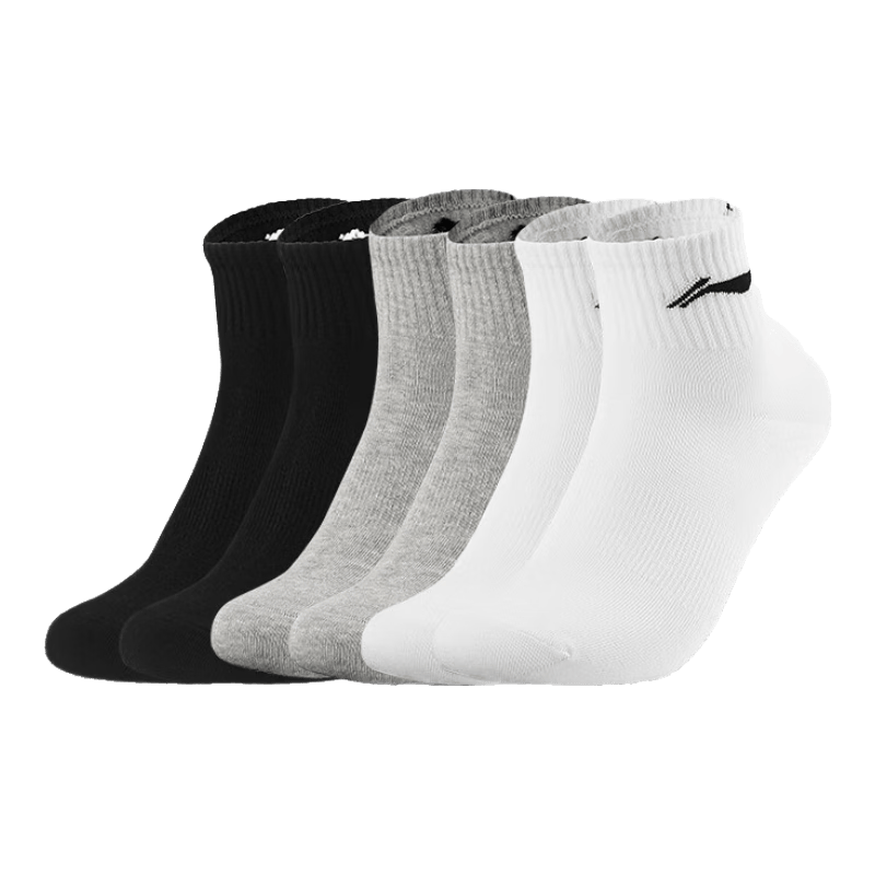 Li-Ning Sports Socks (6 Pairs) All-Season Running and Badminton Socks Unisex Odor-Resistant Sweat-Absorbing Casual Basketball Socks