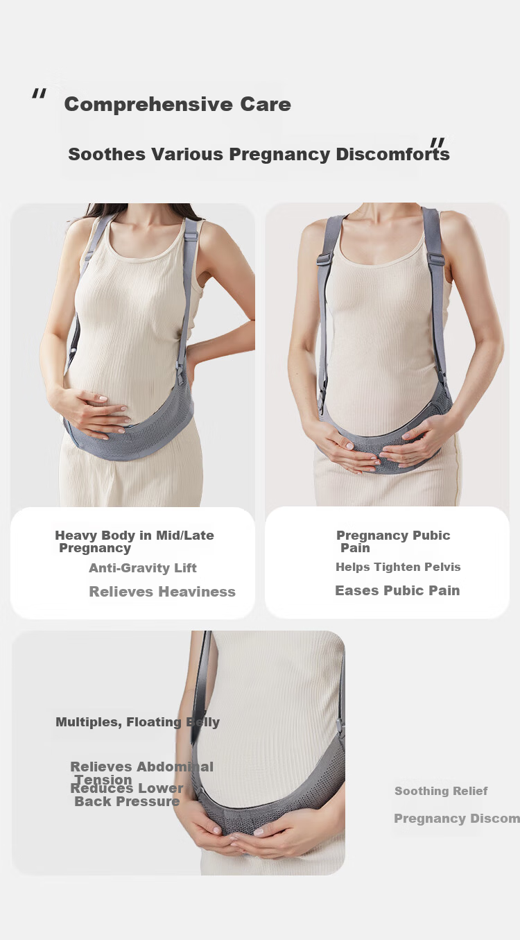 JD Jingzao Maternity Support Belt for Pregnant Women, Mid to Late Pregnancy, Anti-Displacement, Waist Support, Lightweight, Breathable, Adjustable, Gray L 7