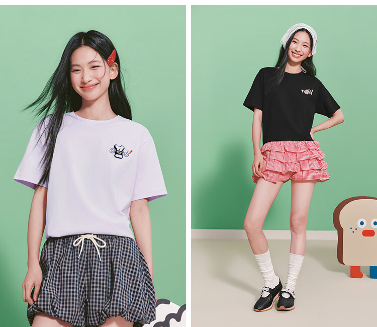 Semir BB Collaboration 100% Cotton Women's Short Sleeve T-Shirt 2026 Summer Breathable Loose Fit Crew Neck Top 109326100021 12
