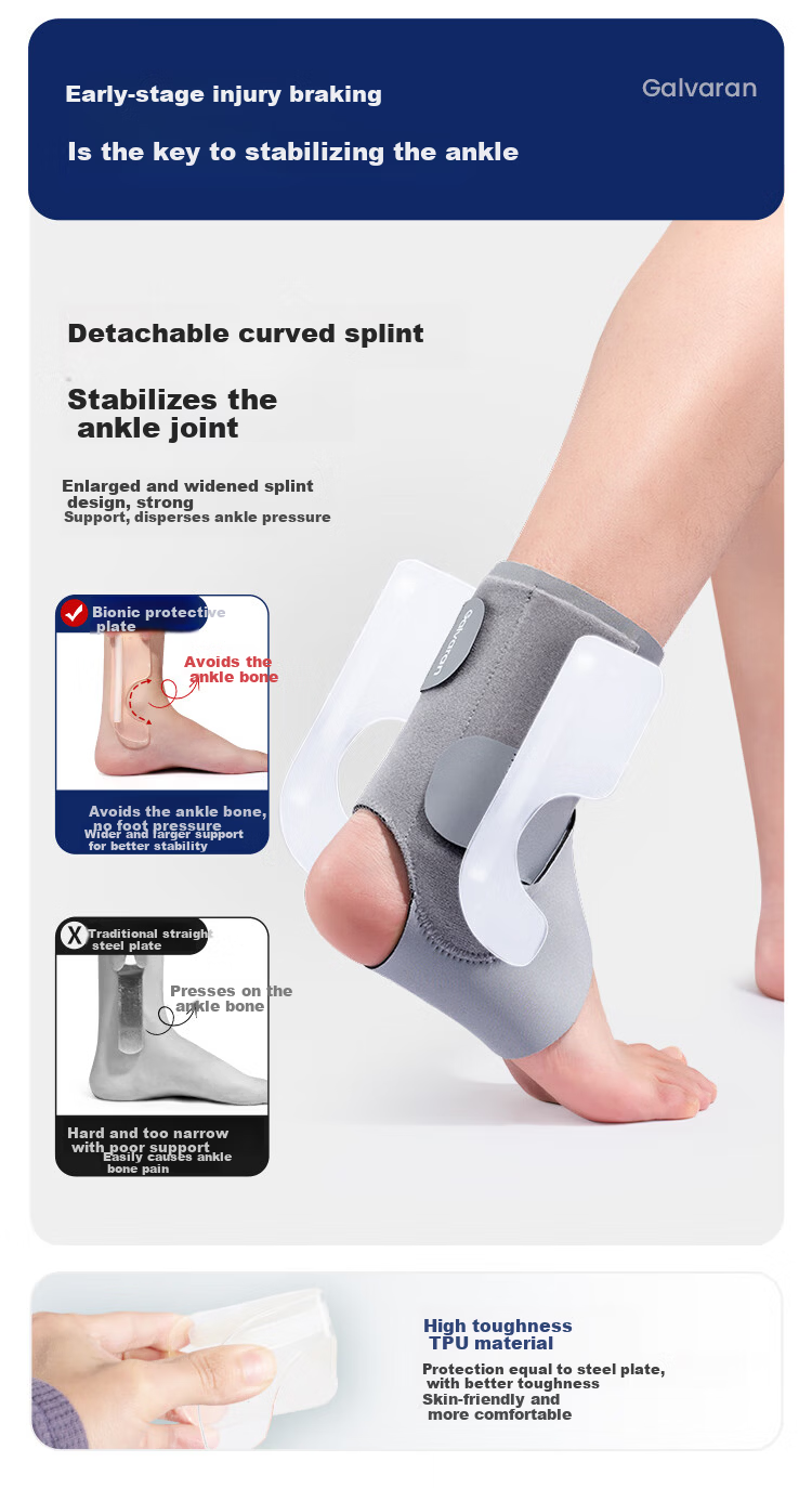 GALVARAN Ankle Brace Sprain Prevention Sturdy Support Joint Stabilizer Unisex Sports Protective Sleeve Fracture Guard [M] 3