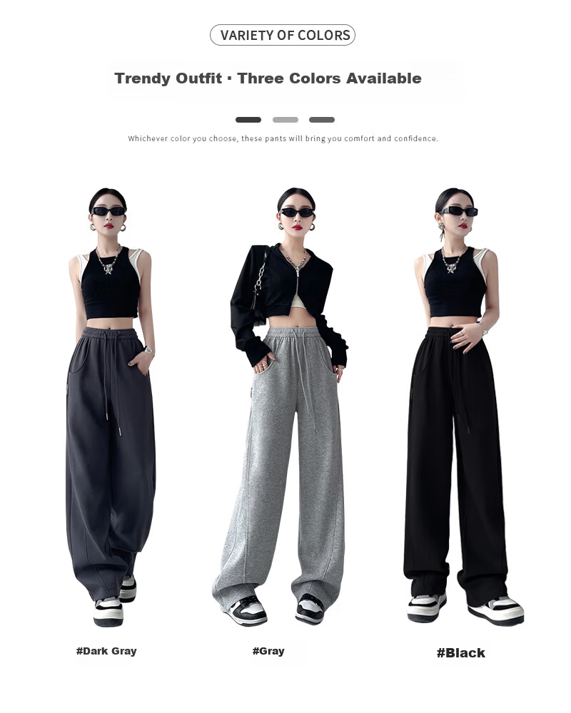LangSha Wide-Leg Pants for Women, Banana Pants, High-Waisted Slimming Sports Pants, Loose-Fitting Casual Pants with Draping Effect, Versatile Sweatpants for Spring Seaso 3