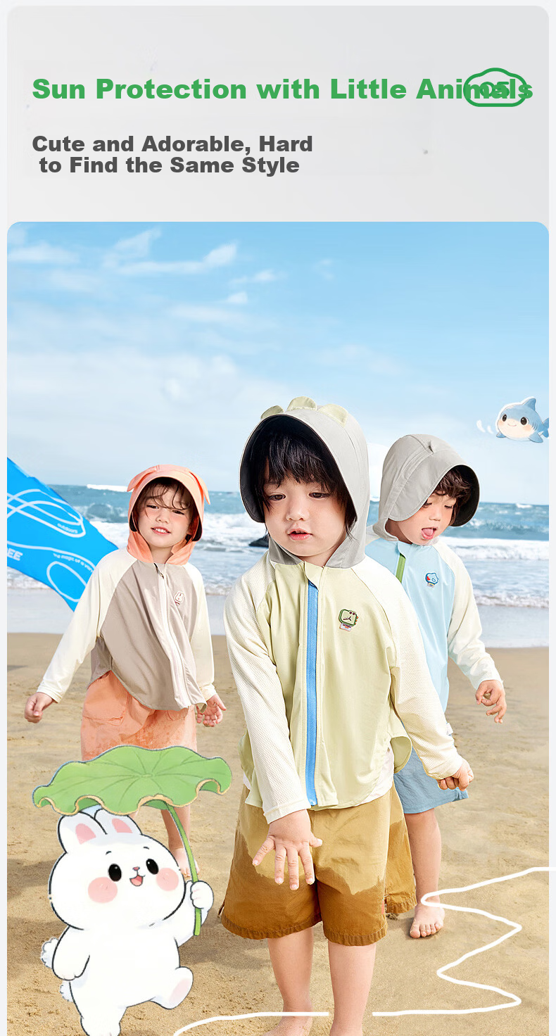 Kocotree KK Tree Kids Sun Protection Jacket UV Protection Cooling Ice Silk Cartoon 3D Design 18