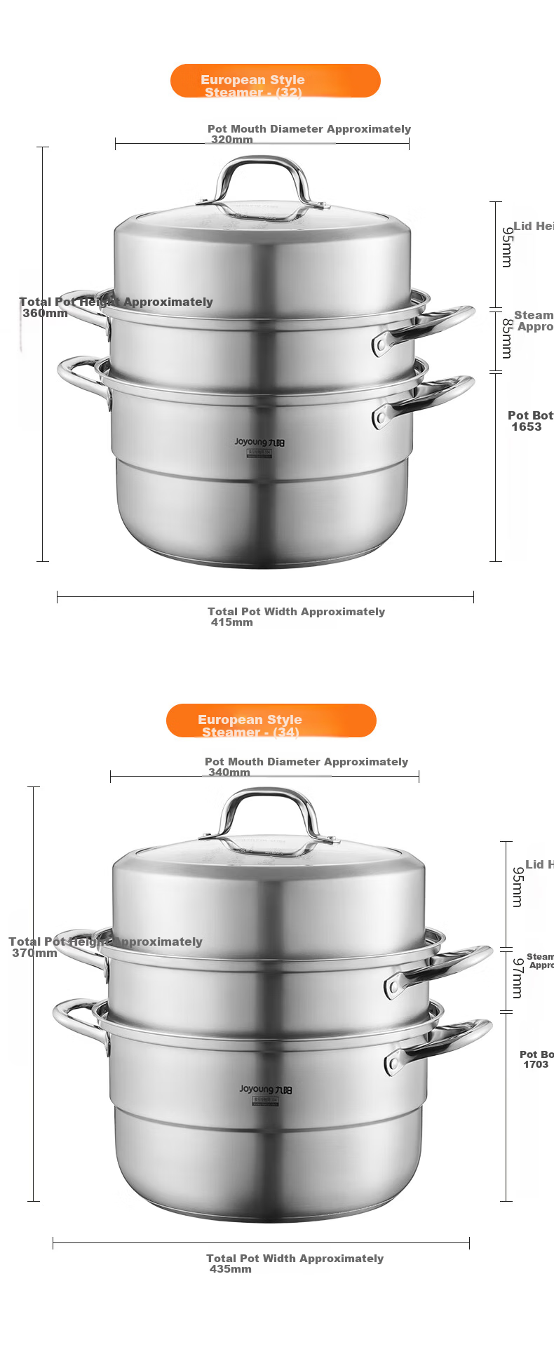 Joyoung 26cm 304 Stainless Steel Multifunctional Steamer for Induction Cooker and Gas Stove, Wooden Steamer Pot, Home Use 10
