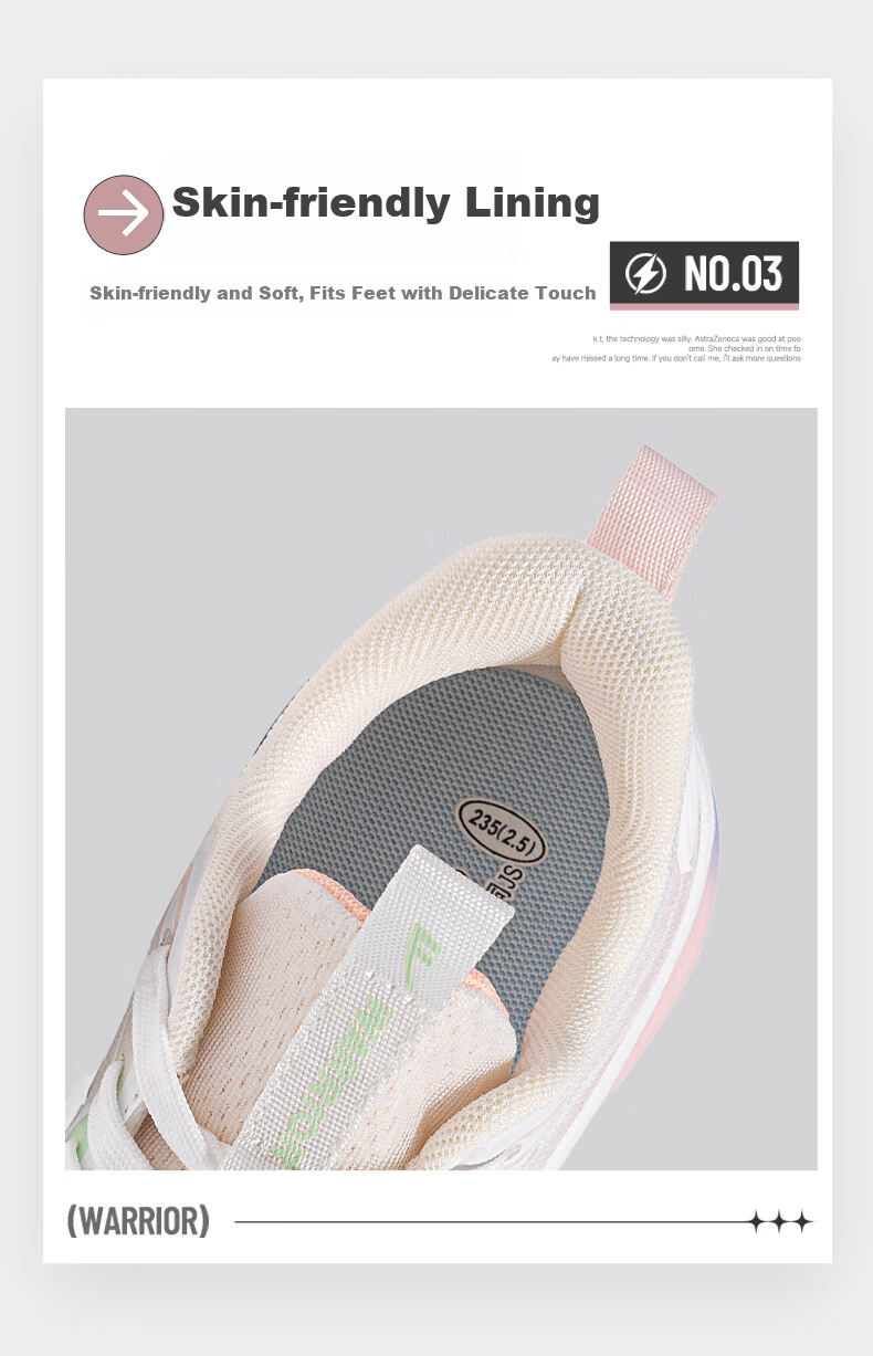 Warrior Official Women's Casual Shoes 2026 Summer Breathable Sports Shoes New High-Height Comfortable Running Shoes White Pink Size 39 9