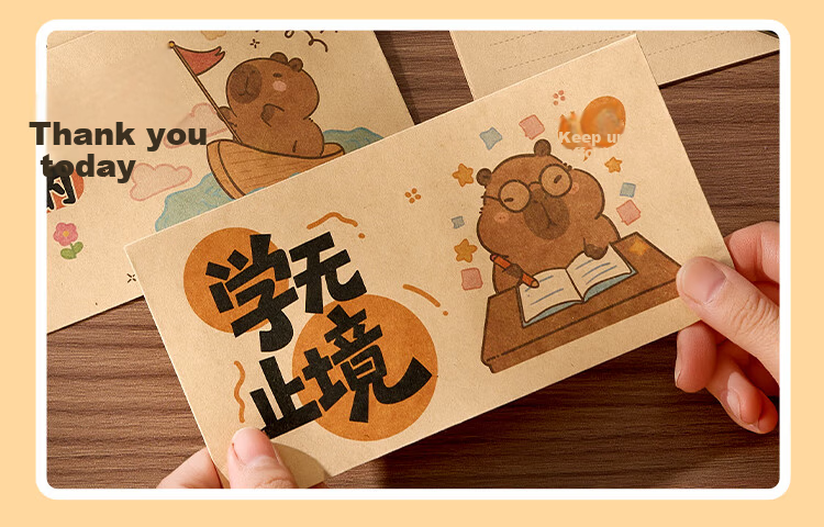 Kingdee Inspirational Envelope and Letter Paper Set Premium Foil Stamped Blessing Cards Motivational Handwritten Letters for Kids and Students Simple Stationery 6
