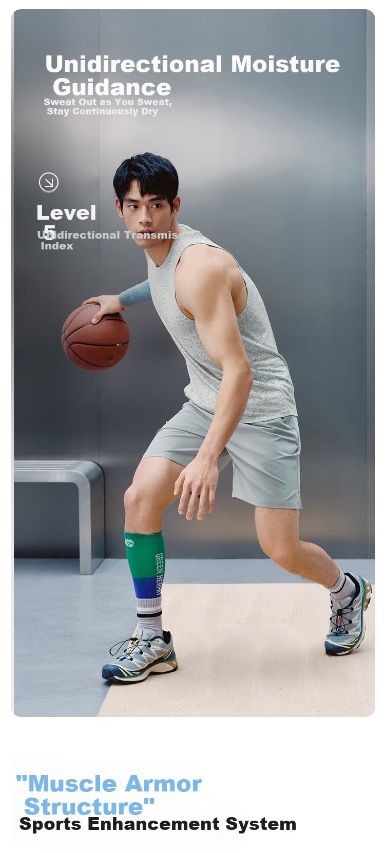 JD Jingzao Elastic Quick-Dry Men's Tank Top Running Fitness Sleeveless Basketball T-Shirt Training Sportswear Sage Gray S 5