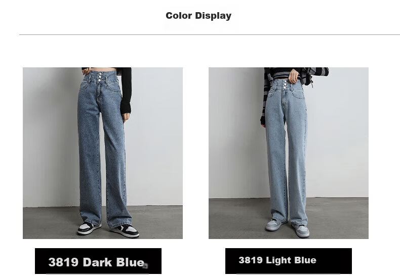 Pierre Cardin Jeans for Women, Summer Casual Slimming Heightening Versatile Fashion High-Waisted Wide-Leg Pants, Vintage Blue, Size L 10
