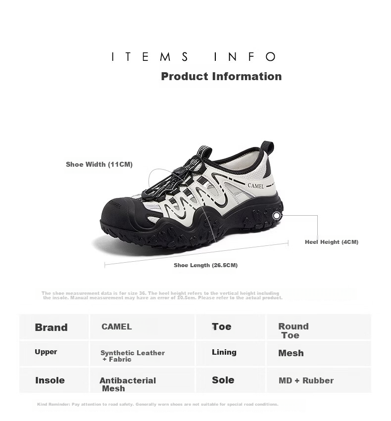 CAMEL [Li Keyi Same Style] Aurora Ugly Cute Women's Outdoor Hiking Shoes L26S202026A Beige/Purple 38 30