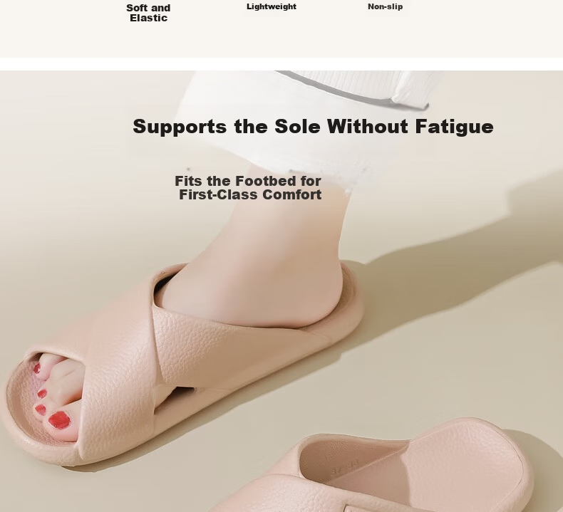 Huameijianbu Cross Mocha Slippers, Couples Bathroom Indoor Outdoor Thick Soft Sole Non-Slip Sandals HM600, Pink, Size 39-40 8