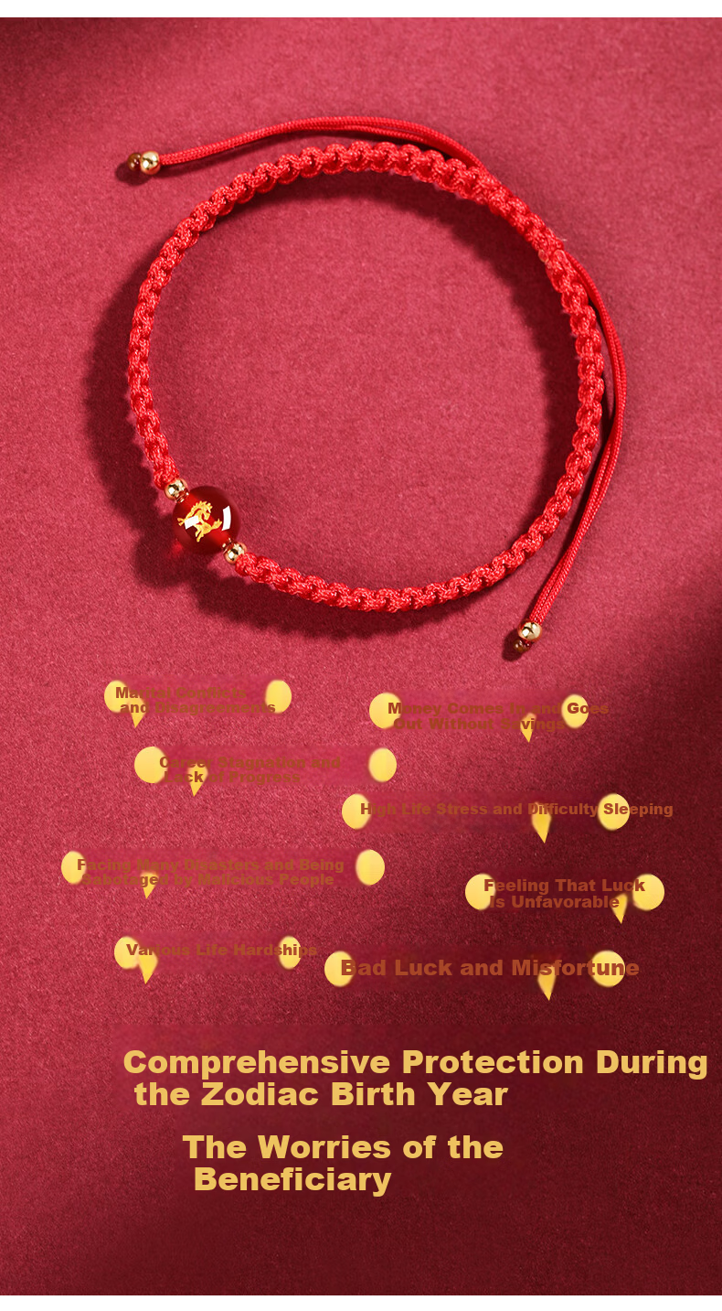 Jinshiling 2026 Year of the Horse Zodiac Bracelet Unisex Lucky Red String Bracelet Wealth and Fortune New Year Gift 4
