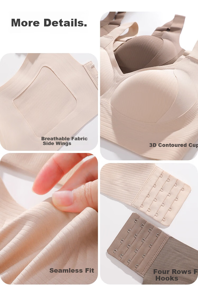GRACEWELL Seamless Large Bust Minimizing Bra for Women, Lift and Gather, Side Support, Adjustable, Coffee Color 16