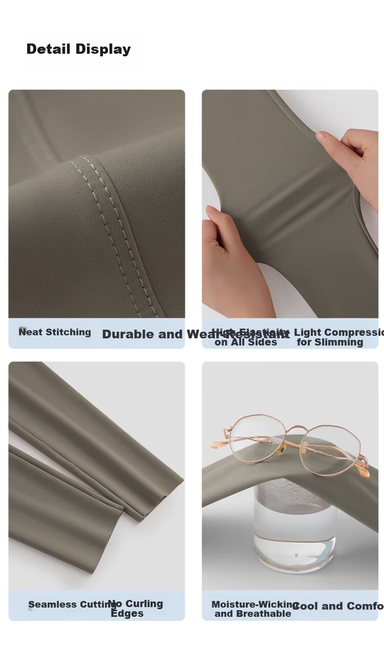 MiiOW High Waist Sharkskin Leggings Women Thin Summer Base Layer Ice Silk Nine-Point Tight Yoga Pants Gray 7