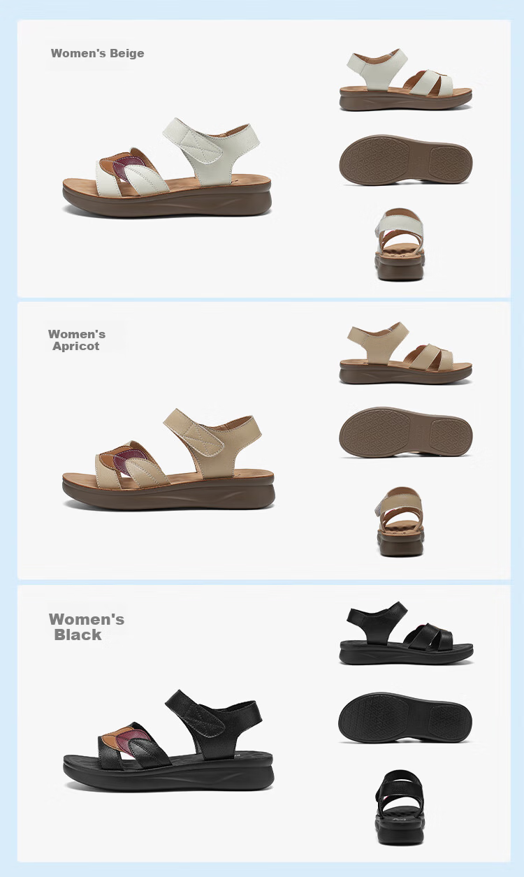 Zulijian Elderly Shoes Summer Women's Outdoor Flat Breathable Sandals Beach Shoes 86115K Black Size 41 10