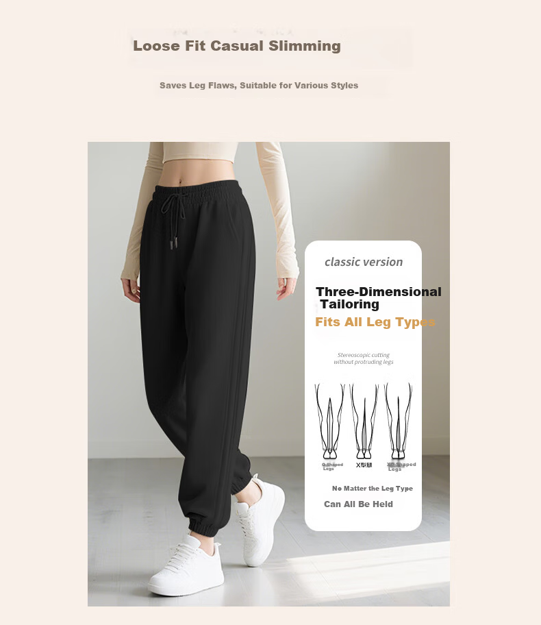 Baleno Women's Casual Jogger Pants Spring Autumn New High Waist Thin Loose Slim Wide Leg Sports Trousers 4