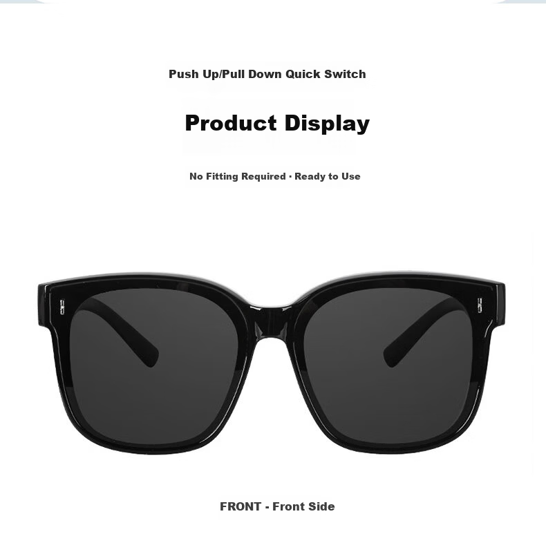 40,000 KM Polarized Clip-On Sunglasses for Prescription Glasses, Unisex Driving Sun Glasses UV Protection 15