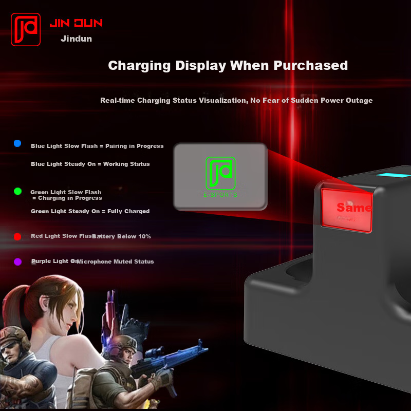 Jindun H6 Bluetooth Gaming Headset 2.4G Wireless Over-Ear Gaming Headphones Desktop PC One-Key 7.1 Surround Sound E-Sports Headset FPS Gaming Special 11