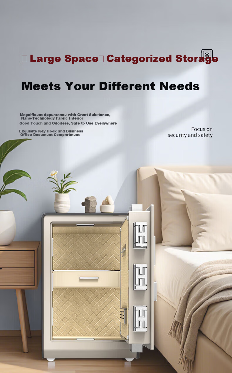 Hupai Home Safe, CSP National Standard Certified, All-Steel Anti-Theft And Tamperproof, Small Integrated Storage Box, 60CM, Fingerprint And Password Lock 18