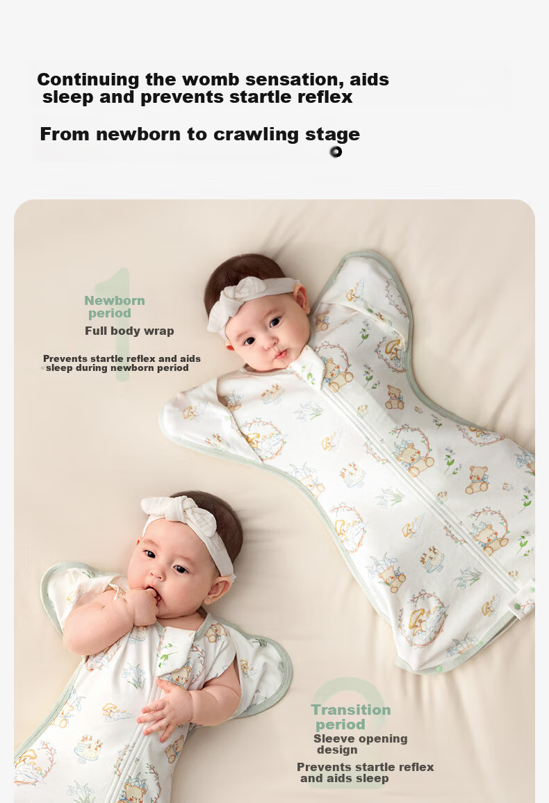 October Crystals Baby Anti-Startle Sleep Sack Swaddle Blanket One-Piece Pajamas All-Season Universal Jinglan Yunmeng M 6
