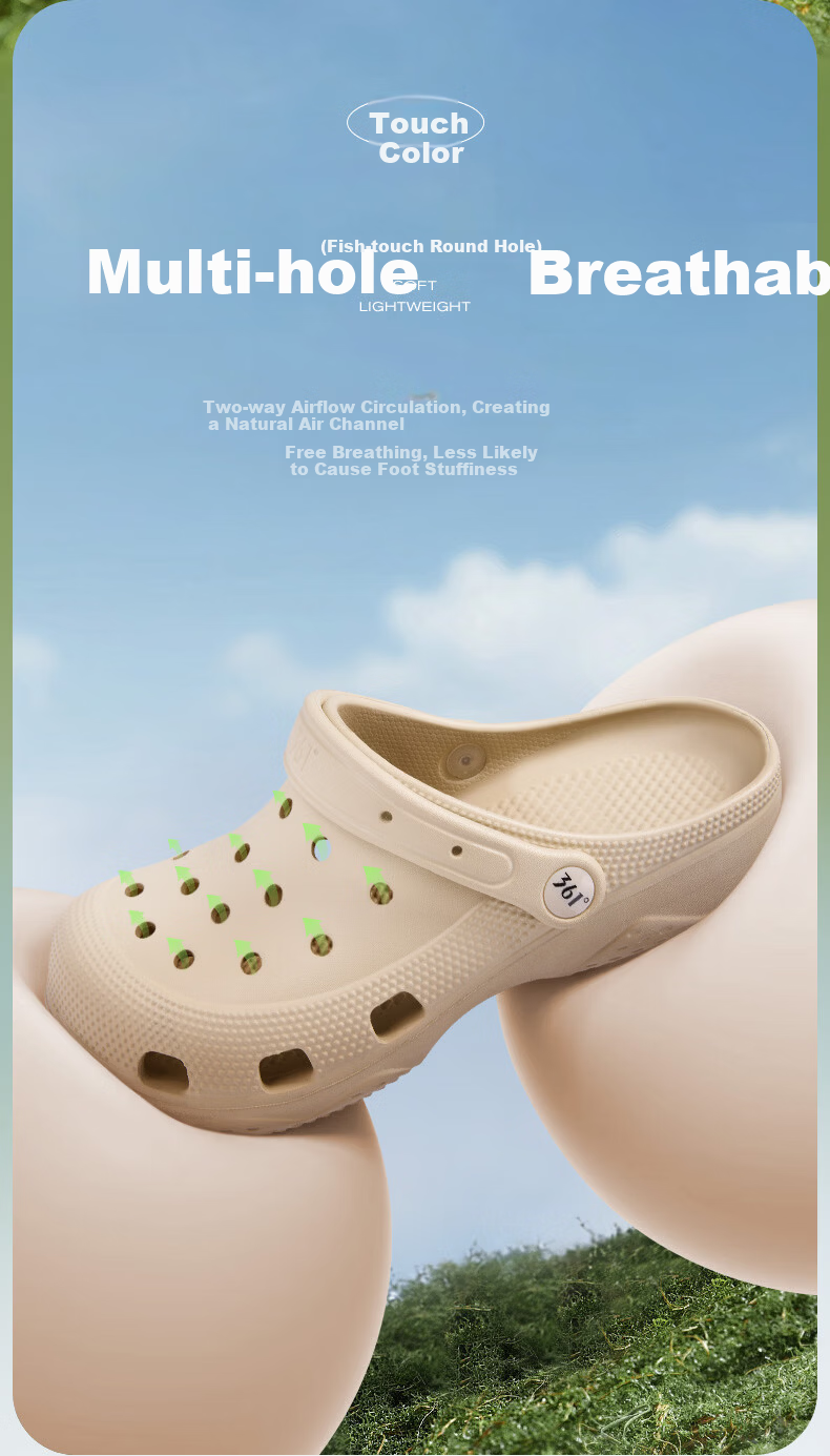 361° Casual Couple Flat Hole Shoes 2026 New Outdoor Wide Fit Casual Versatile Beach Shoes Men's Non-Slip Slippers 4