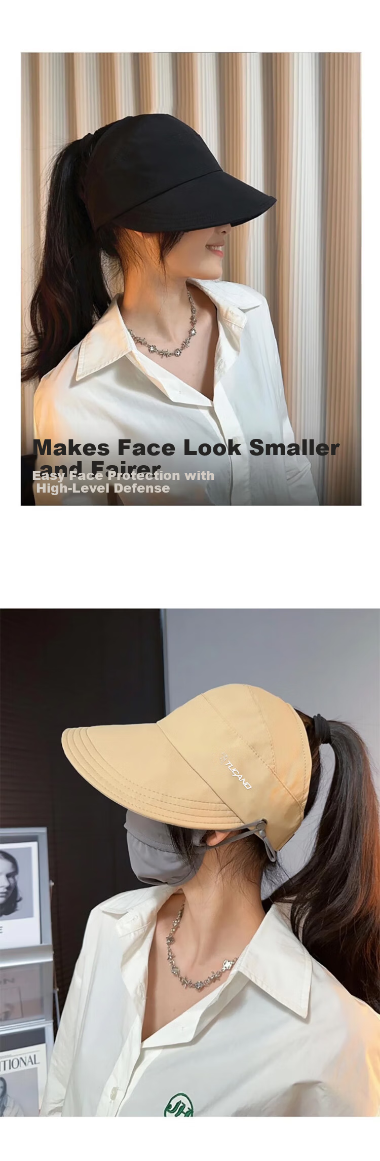 TUCANO Women's Summer Sun Protection Bucket Hat Open Top 2025 New Face-Slimming UV Protection Cap 7