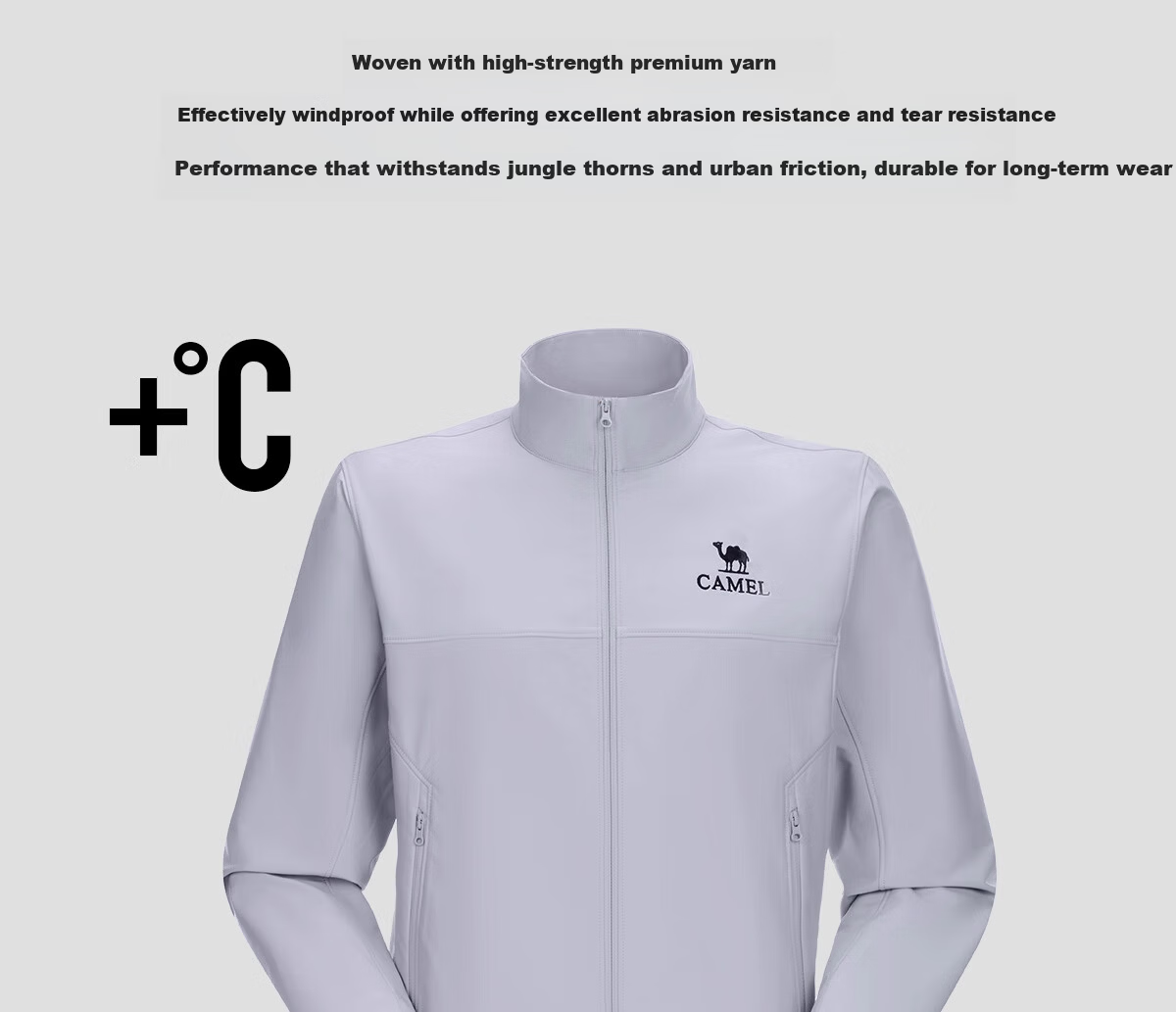 CAMEL Outdoor Softshell Jacket Men Stand Collar Windproof Warm Casual Jacket Durable Tear-Resistant Hiking Mountaineering Jacket Women 1279 5