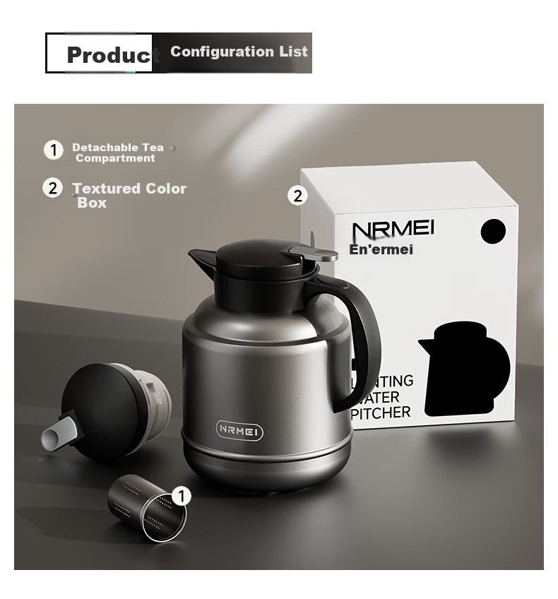 NRMEi Large Capacity Insulated Thermos Flask 72-Hour Heat Retention Stainless Steel 316 Tea Brewing Hot Water Pot 16
