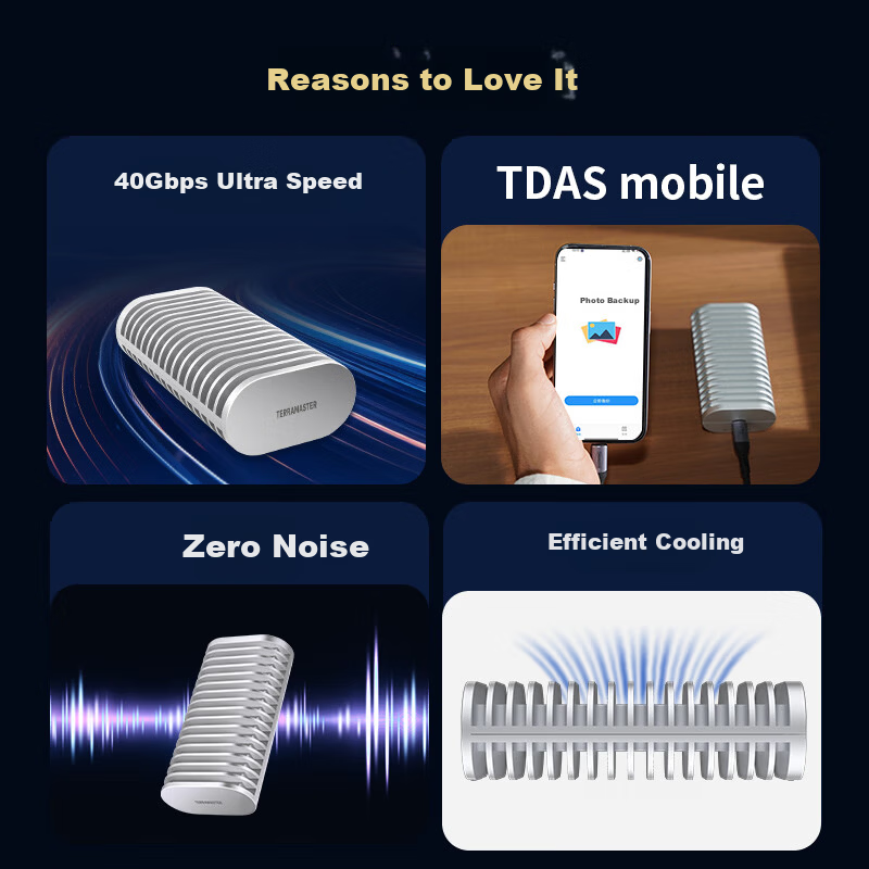 TERRA MASTER D1 SSD Plus USB4.0 NVMe M.2 Enclosure 40Gbps for Apple MacBook Neo/Mac mini M4 Laptop SSD Expansion